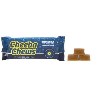 Caramel Taffy Cheeba Chews Trifecta 1:1:1 20pk [THC 100mg | CBD 100mg | CBG 100mg]